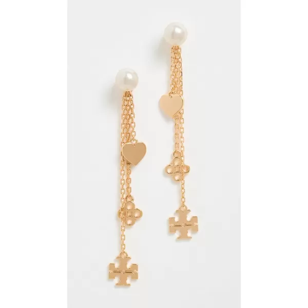 Tory Burch Womens Linear Kira EarringsTory GoldCream