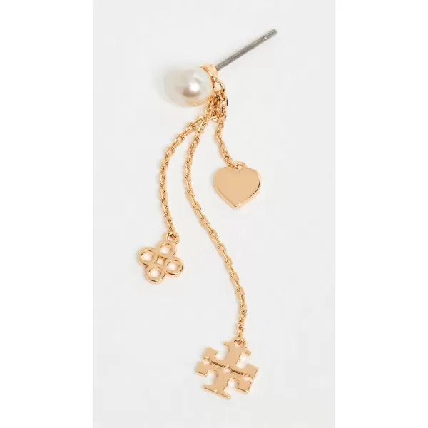 Tory Burch Womens Linear Kira EarringsTory GoldCream