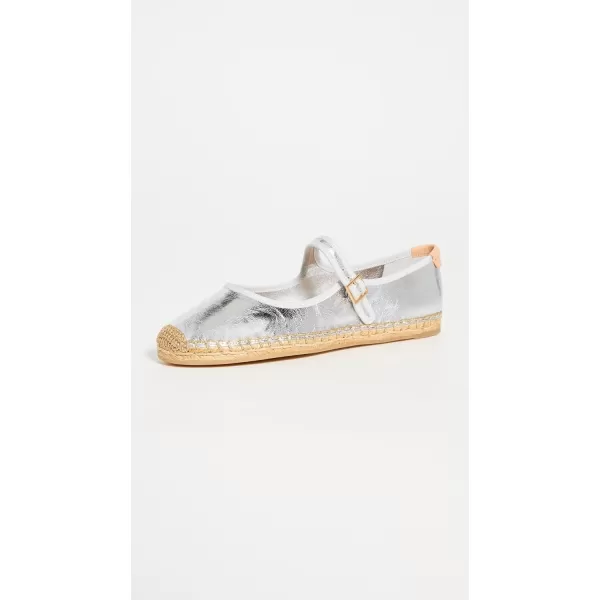 Tory Burch Womens Mary Jane EspadrillesSilverGrayNaturalmetallic L