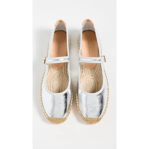 Tory Burch Womens Mary Jane EspadrillesSilverGrayNaturalmetallic L