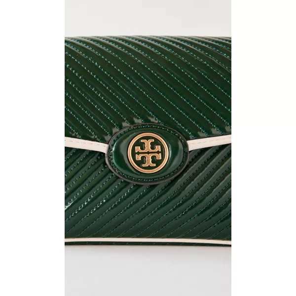 Tory Burch Womens Robinson Puffy Patent Quilted Convertible BagPine Tree