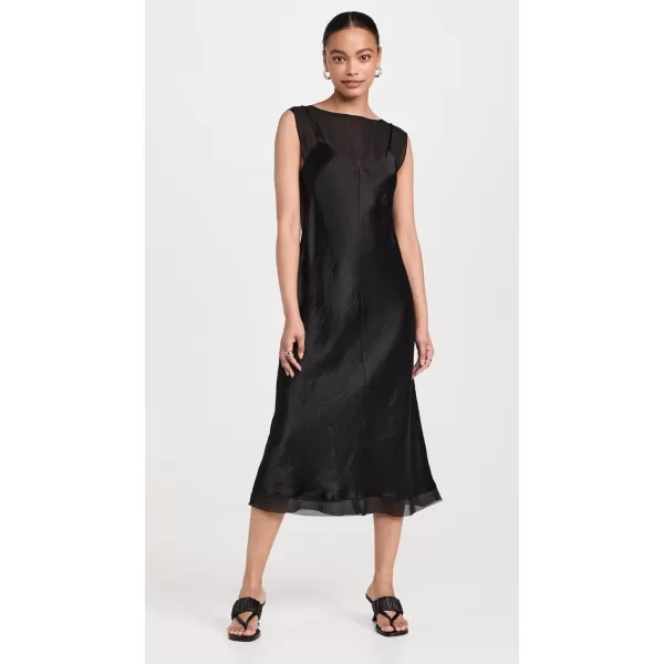 Vince Womens Chiffon Layered Slip DressBlack