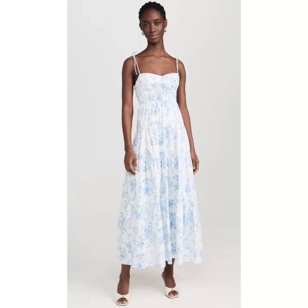 WAYF Womens Rachelle Tiered DressBlue Toile Roses