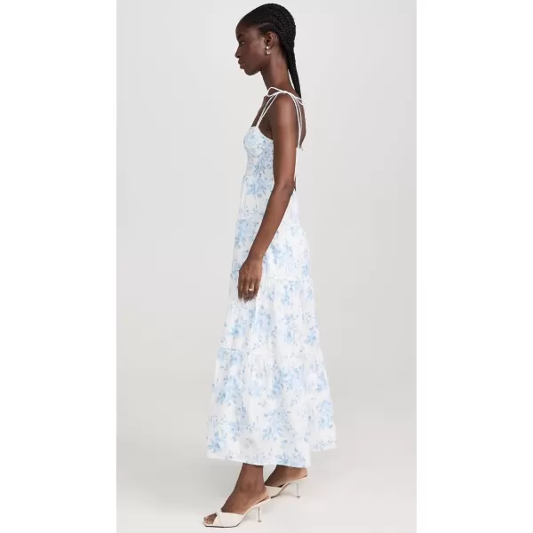 WAYF Womens Rachelle Tiered DressBlue Toile Roses