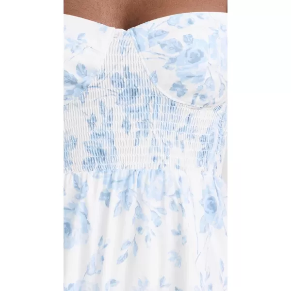 WAYF Womens Rachelle Tiered DressBlue Toile Roses