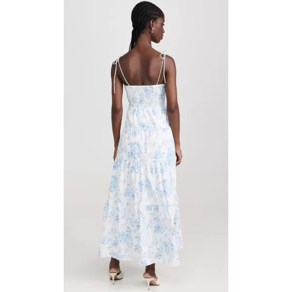 WAYF Womens Rachelle Tiered DressBlue Toile Roses