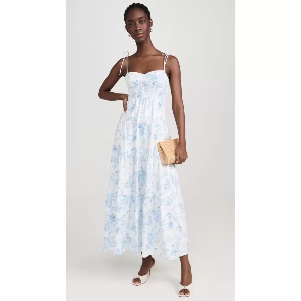 WAYF Womens Rachelle Tiered DressBlue Toile Roses