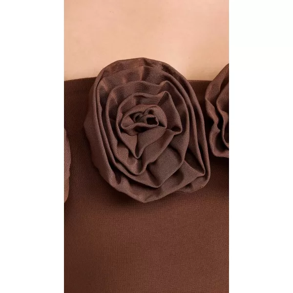 Womens Este Tube Top with RosettesDark Clay