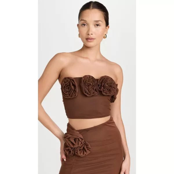 Womens Este Tube Top with RosettesDark Clay