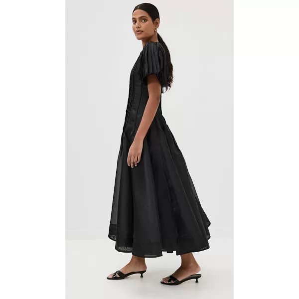 Womens Nova Pleated Midi DressBlack