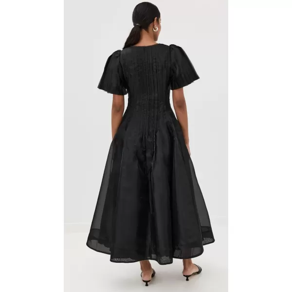 Womens Nova Pleated Midi DressBlack