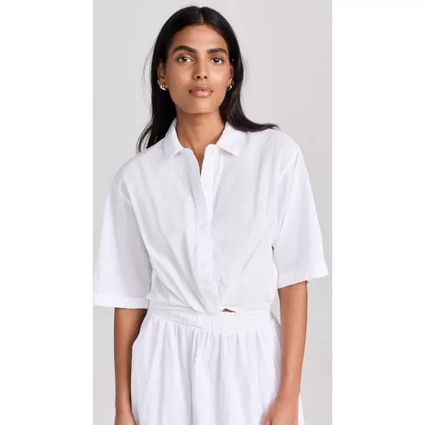 Womens Voile Short Sleeve Cropped Twist ShirtWhite