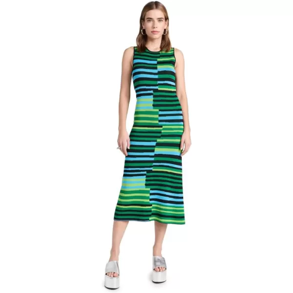 Womens W7141 Sleeveless Axon DressHorizontal Stacked Stripe