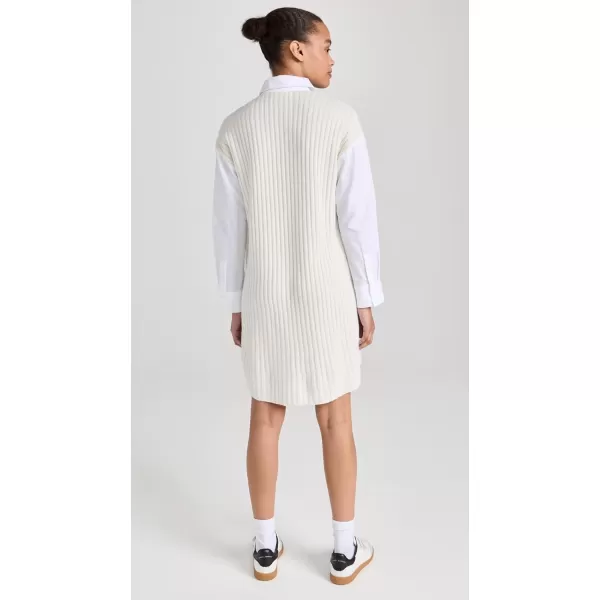 Womens Wool Cashmere Hybrid Collared Mini DressWhite