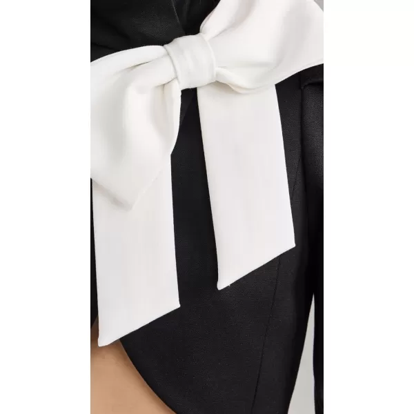 alice  olivia Womens Addison Bow Collar Cropped JacketBlackOff White