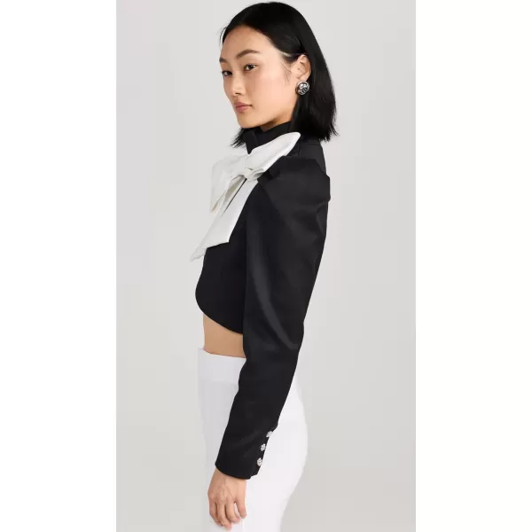 alice  olivia Womens Addison Bow Collar Cropped JacketBlackOff White