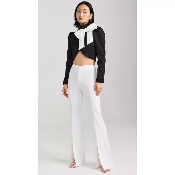 alice  olivia Womens Addison Bow Collar Cropped JacketBlackOff White