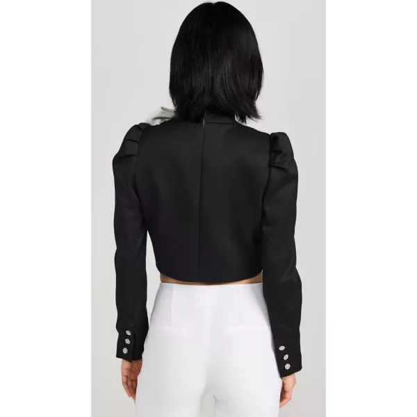 alice  olivia Womens Addison Bow Collar Cropped JacketBlackOff White