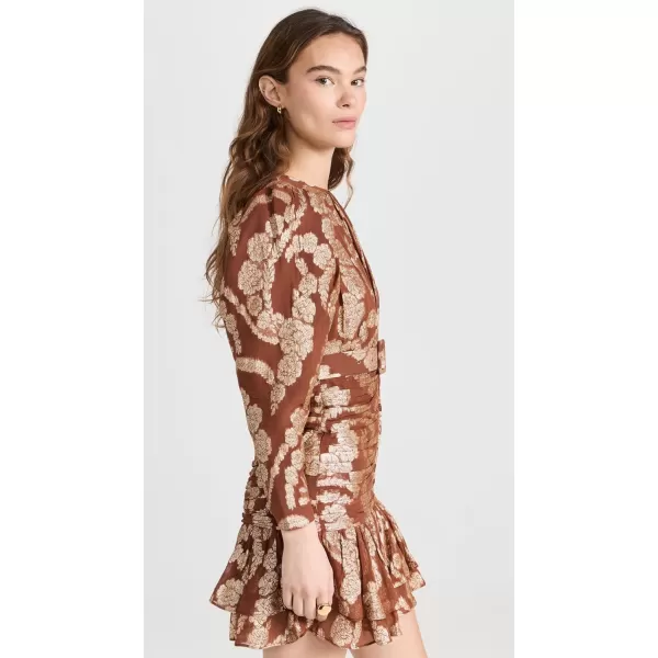 byTiMo Womens Brocade Georgette Mini DressRust