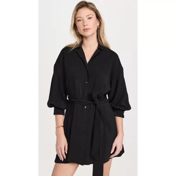 endless rose Blouson Sleeve Belted Shirt DressBlack