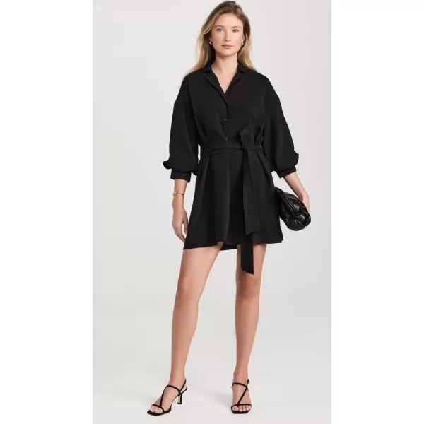 endless rose Blouson Sleeve Belted Shirt DressBlack