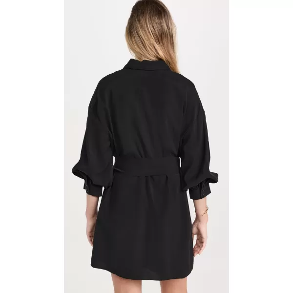 endless rose Blouson Sleeve Belted Shirt DressBlack