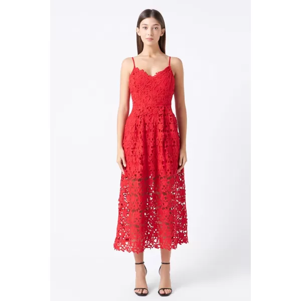 endless rose Lace Cami Midi DressRed