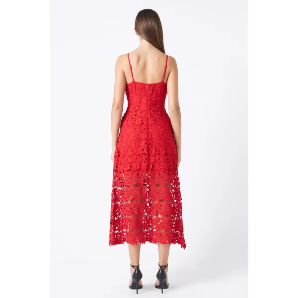 endless rose Lace Cami Midi DressRed