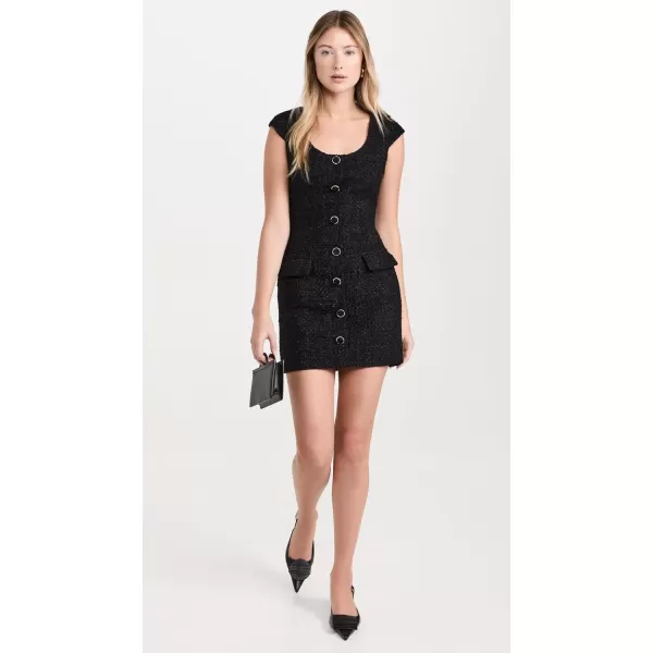 endless rose Scooped Neck Buttoned Mini DressBlack