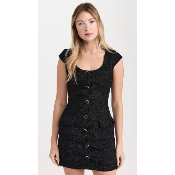 endless rose Scooped Neck Buttoned Mini DressBlack