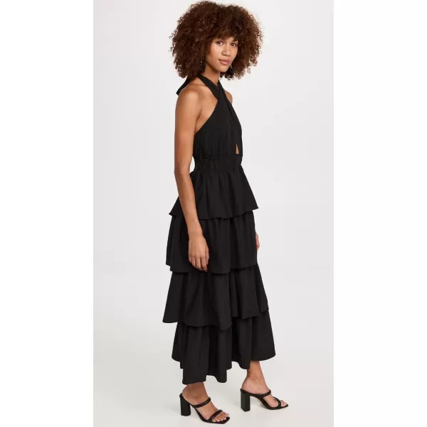 endless rose Womens Crossed Halter Neck Tiered Maxi DressBlack