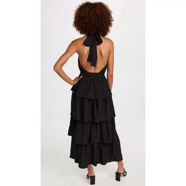 endless rose Womens Crossed Halter Neck Tiered Maxi DressBlack