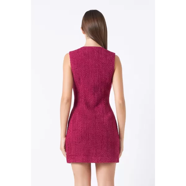 endless rose Womens Sleeveless Tweed Mini DressBordeaux