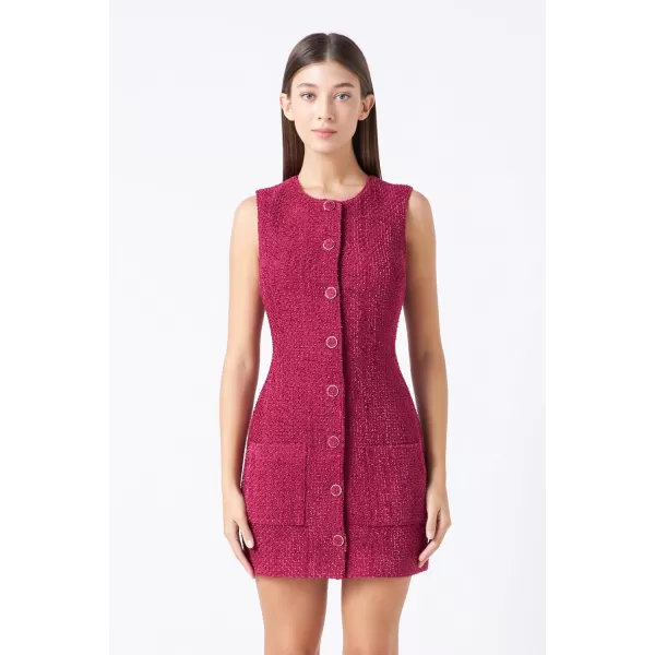 endless rose Womens Sleeveless Tweed Mini DressBordeaux