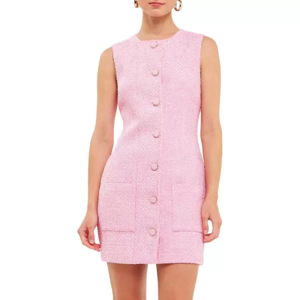 endless rose Womens Sleeveless Tweed Mini DressPink