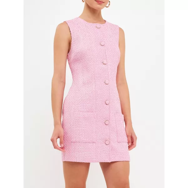 endless rose Womens Sleeveless Tweed Mini DressPink