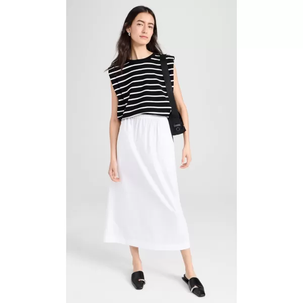 endless rose Womens Stripe Sleeveless Pleated Knit TopBlackWhite