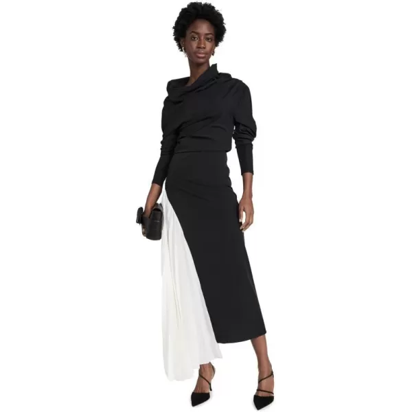 AWAKE MODE Womens Asymmetric Maxi DressBlack  Ivory