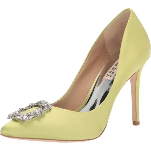 Badgley Mischka Womens Cher Pump  Womens Pumps with 375 Stiletto HeelsLemon Lime Satin