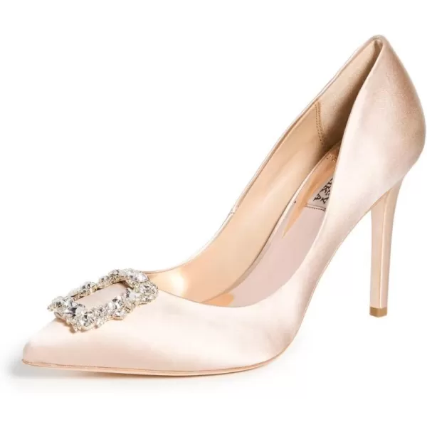 Badgley Mischka Womens Cher Pump  Womens Pumps with 375 Stiletto HeelsNude Satin