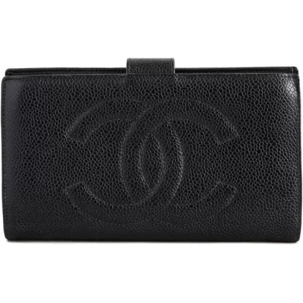 Chanel Womens PreLoved Chanel Black Caviar Timeless CC Long Wallet Black One SizeBlack