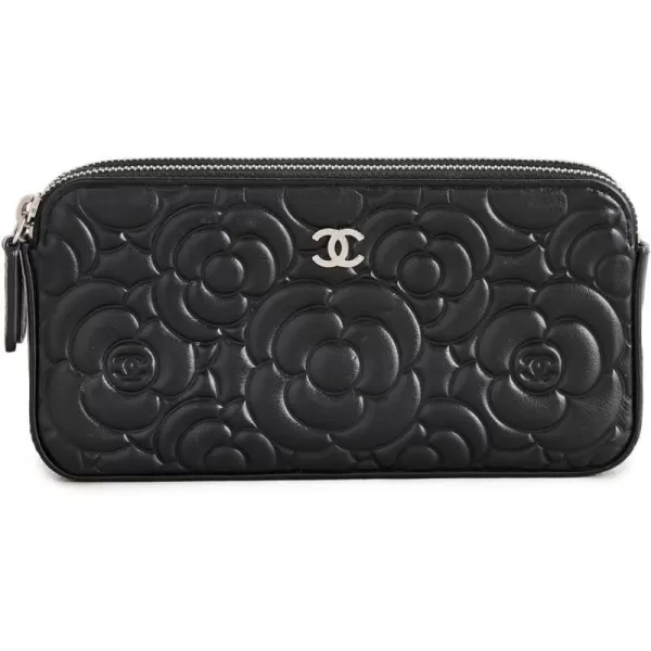 Chanel Womens PreLoved Chanel Camellia Chain Wallet Embossed Black One SizeBlack