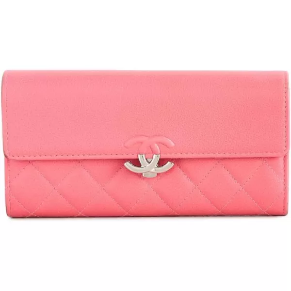 Chanel Womens PreLoved Chanel Coco Flap Wallet Quilted Lambskin Pink One SizePink