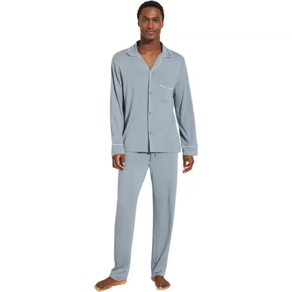 Eberjey Mens William Modal Long PJsBlue FogIvory