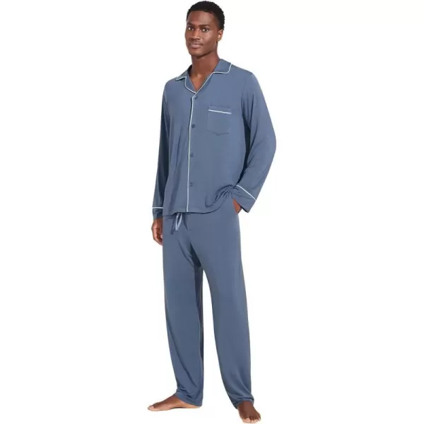 Eberjey Mens William Modal Long PJsCoastal BlueIvory