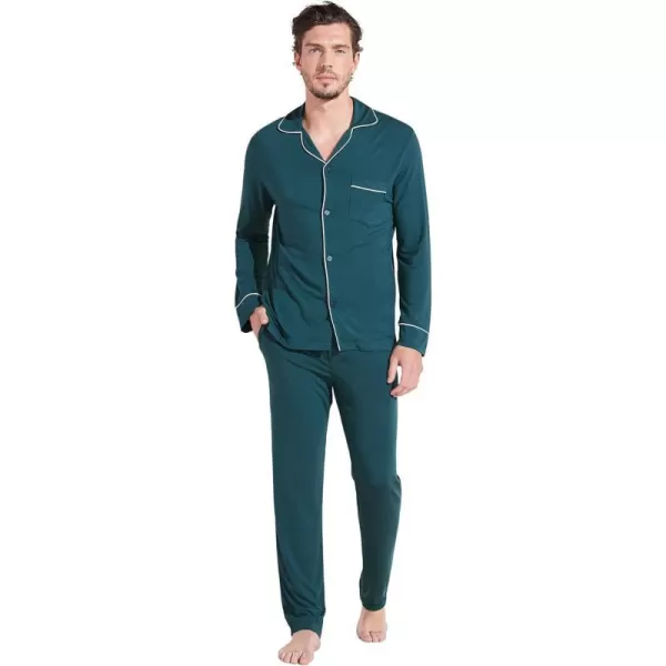 Eberjey Mens William Modal Long PJsEvergreenIvory