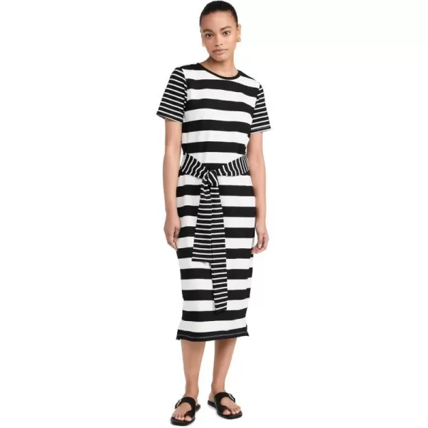 English Factory Contrast Stripe Knit Midi DressBlack White