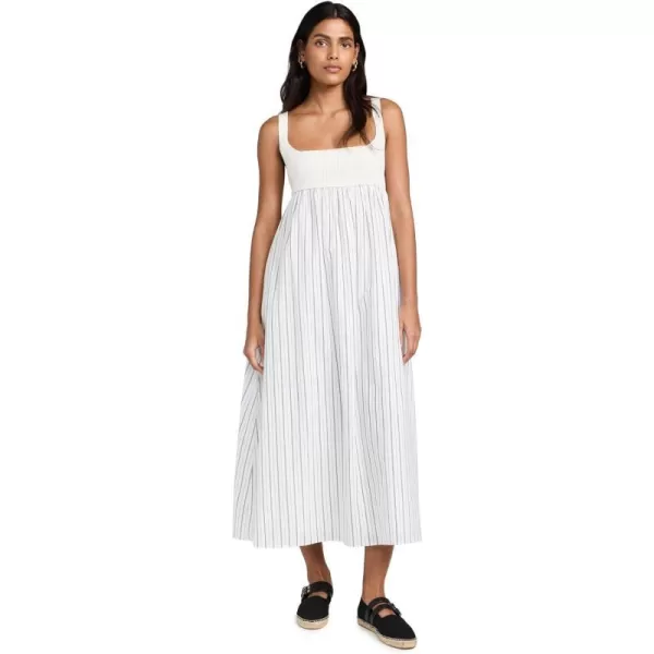 English Factory Womens Tie Back Knit Combo Striped Maxi DressWhite