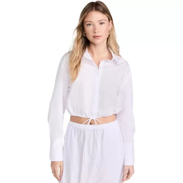 Enza Costa Womens Poplin Drawcord ShirtWhite