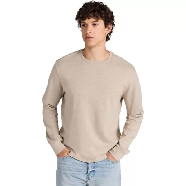 FRAME Mens Duo Fold Long Sleeve Crew TeeHeathered Sand Beige